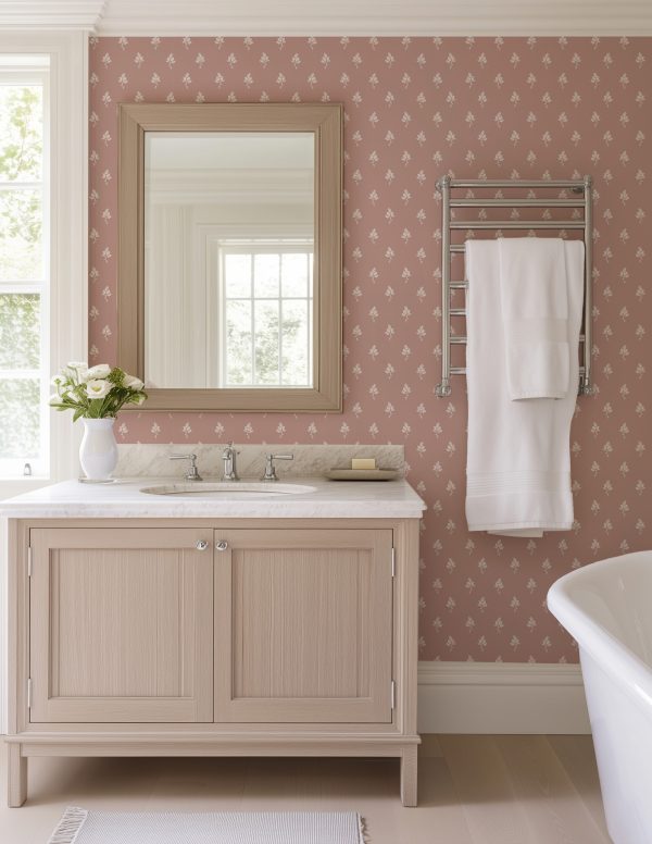 Hannah Floral Wallpaper in Dusty Pink For Cheap - Image 2